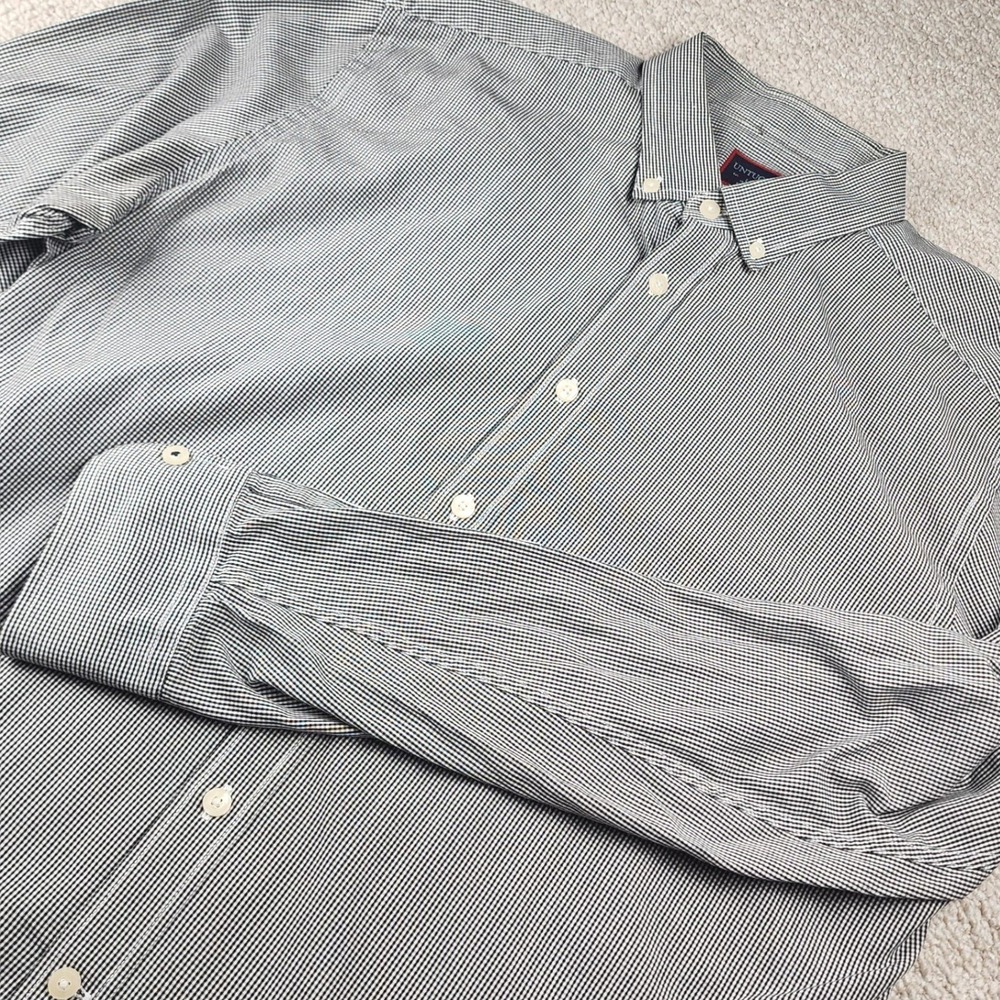 UNTUCKit Button Down Shirt Large Micro Gingham Cotton Regular Fit Black White